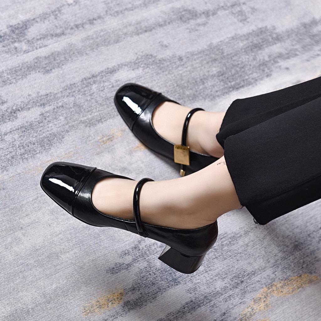 Mary Jane Shoes Women's Spring and Summer New Shallow Mouth Medium Heel Single Shoes Niche Personality Small Fresh Women