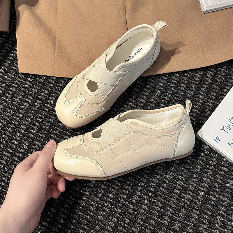 Stylish Retro Design Cross-band Elastic Mary Jane Shoes Summer and Autumn Ballet Style Women's Wedge Heel Single Shoes Tide