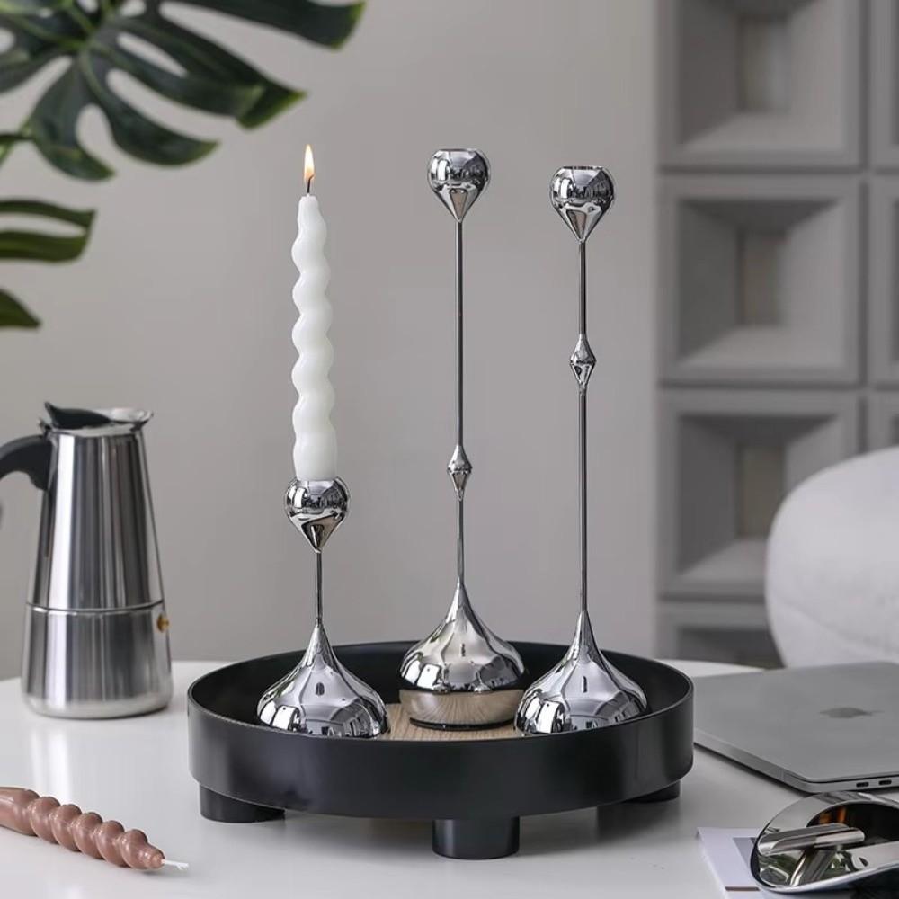 1/3pcs Silver Gold Black Tabletop Candle Holders Romantic Candle Stand Home Dining