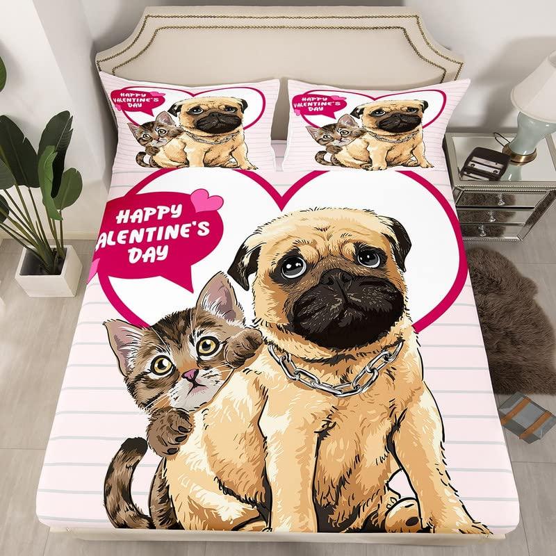 Black Dog Bedding Set Twin King Full Size Duvet Cover Set Cute Pug Dog Print Comforter Cover For Kids Teen Boys Soft Quilt Cover