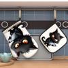 2PS 10.6*6.7 Inch Oven Mitt2PS And Potholder2PS Featuring a Cute Black Kitten Holding a Fi2PSh. The