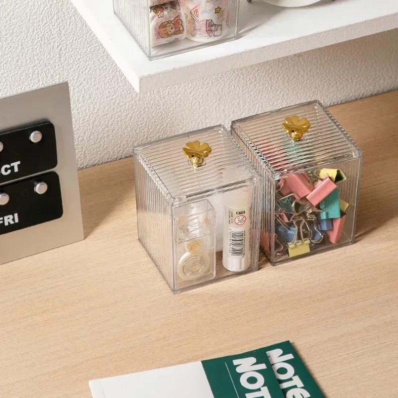 Cotton Swabs Cosmetic Cotton Storage Box Desktop Dresser Dustproof Transparent Makeup Remover Cotton Lipstick Cosmetic Box