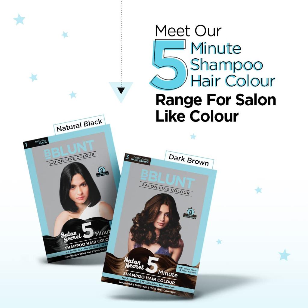 BBlunt 5 Minute Shampoo Hair Colour Chocolate Dark Brown 100% Grey Coverage 20ml  X 5 Units