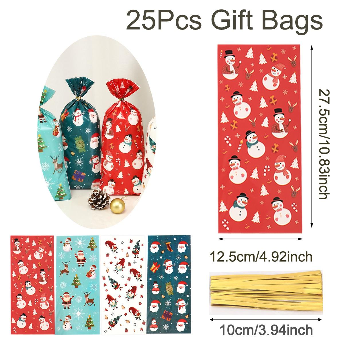 25/50/100pcs Christmas Mixed Candy Bag Santa Claus Elk Xmas Tree Christmas Party Candy Biscuit Snack Creative Gift Packaging Bag