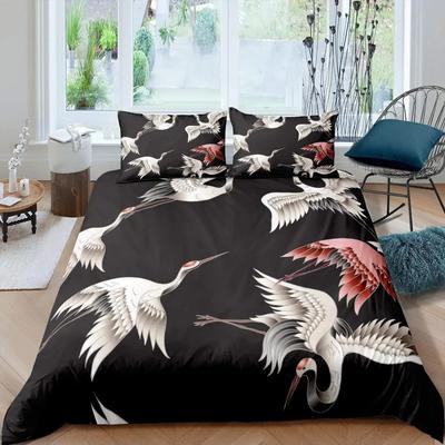 Set Copripiumino Gru Misura Queen Set Letto Stile Giapponese Motivo Fiori di Ciliegio Donne Ragazze Copripiumino Trapuntato Tradizionale Giapponese