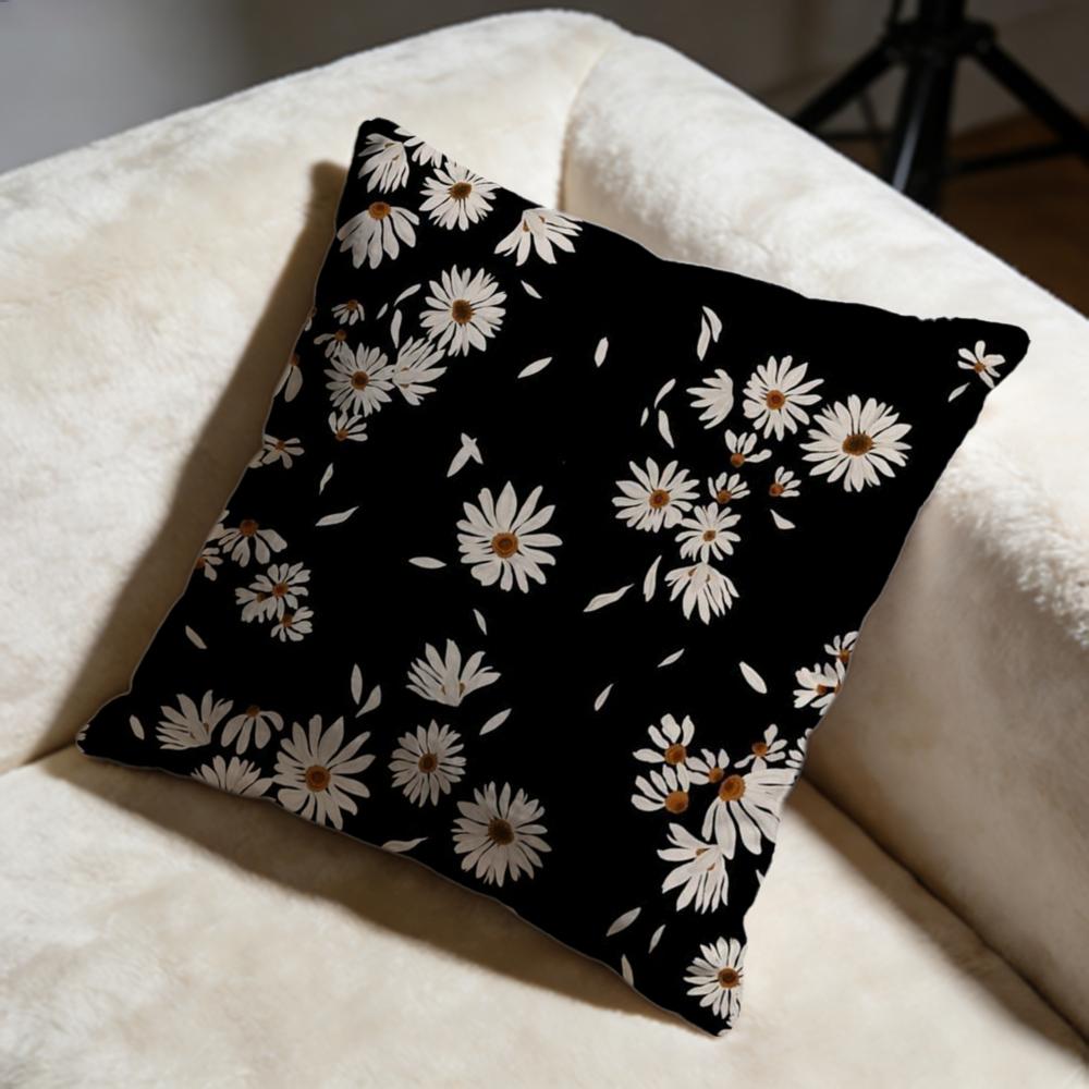 Daisy Flowers Cushion Cover Soft Decorative Pillow Case Suitable for Bedroom Sofa Car Travel Use