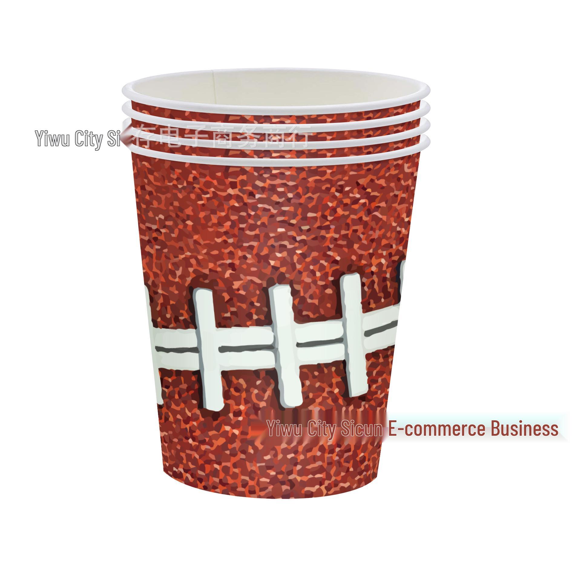 Cross-border Olive Rugby Paper Plates, Disposable Oval Party Tableware, Customizable Super Bowl Design.
