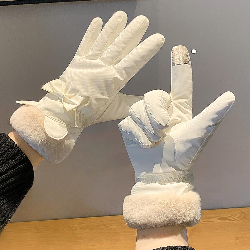 New Women's Versatile Winter Warm Gloves with Women's Velvet Thickened Winter Windproof and Cold Resistant Gloves