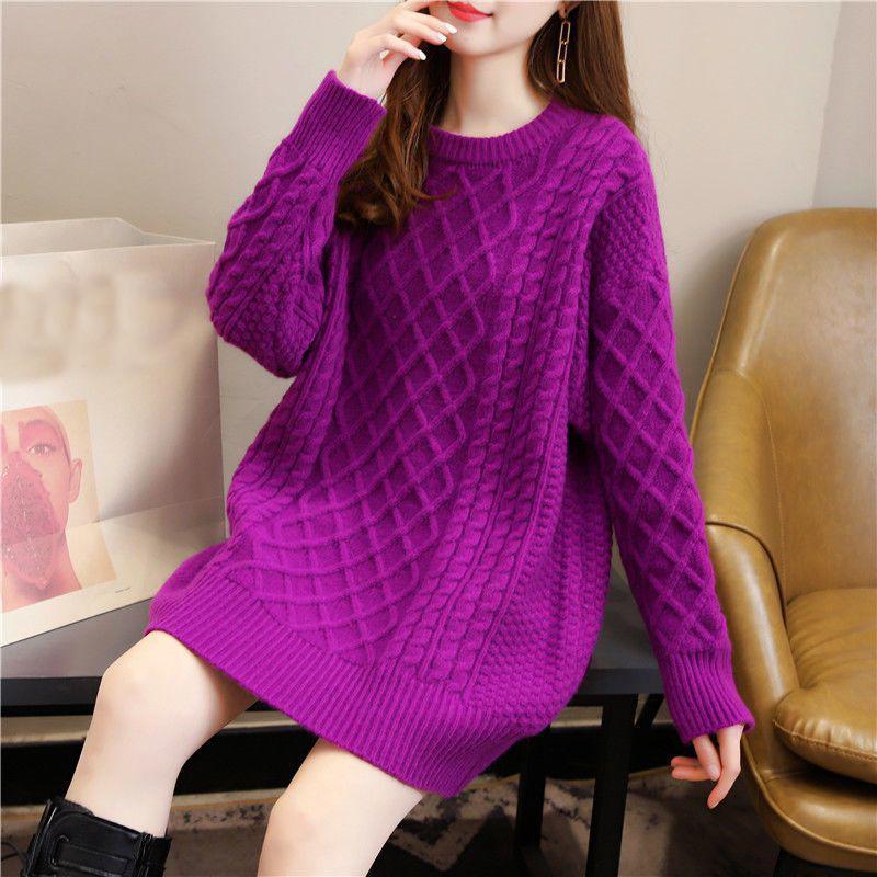 Svetr svetr podzimní a zimní svetr módní svetr volný dlouhý rukáv o krk smažené těsto twist svetr dámské