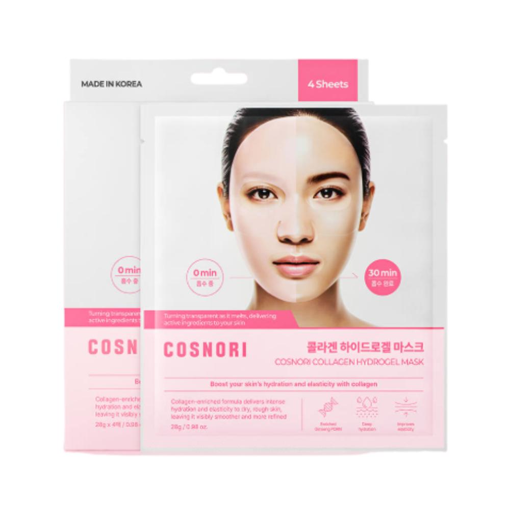 

COSNORI Гіалуронова зволожуюча гідрогелева маска для сяйливої шкіри (4 аркуші) Глибоко зволожуюча та освіжаюча корейська маска COLLAGEN HYDROGEL