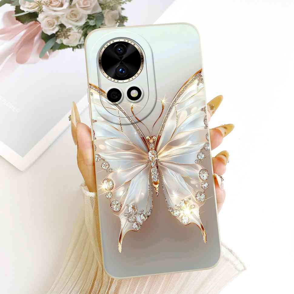 Neu Für Huawei nova 12 5G BLK-AL00 Hülle Luxus Blume Schmetterling Silikon Rückseite Für Huawei Nova12 5G Handyhüllen Bumper