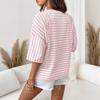 Women's Fashionable, Casual And Versatile Striped Mid-sleeve T-shirt Top