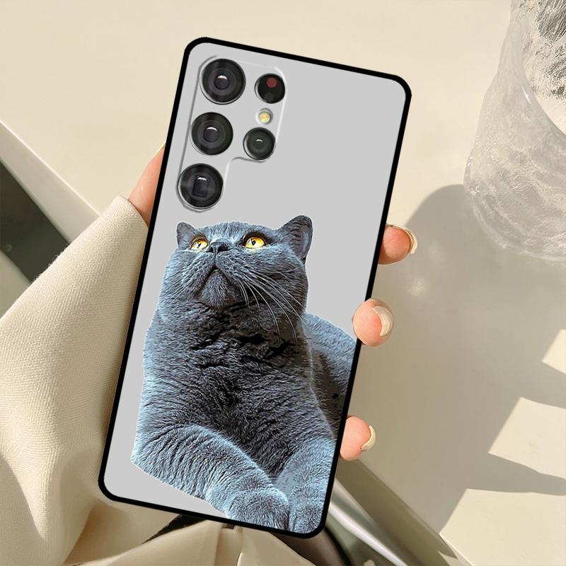 British Shorthair Cat Case For Samsung Galaxy S24 Ultra S21 S22 S23 S25 Ultra S9 S10 Plus S20 FE S25 FE Back Cover