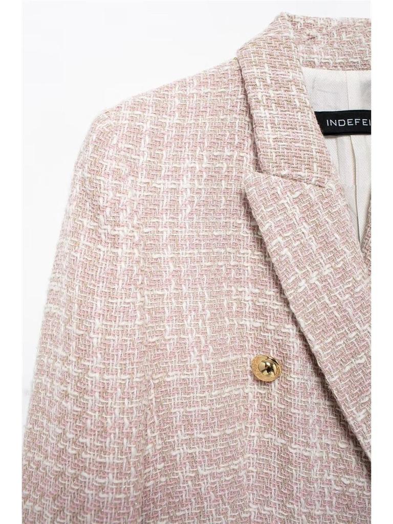 Autumn Double-Breasted Textured Office Jacket - Women's Fashion Suit with Small Fragrance Style