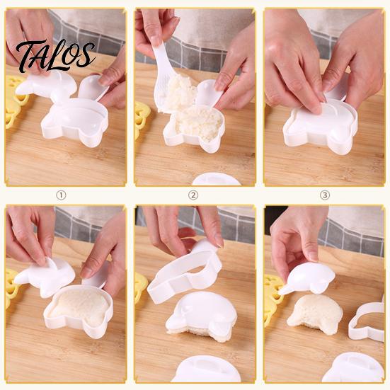Picnic Food Shaping Tools Rice Ball Molds Kit, Cartoon Bear/Cat/Dog/Panda Shape Onigiri Maker, Easy Sushi Making Grade Plastic for Bento Lunch