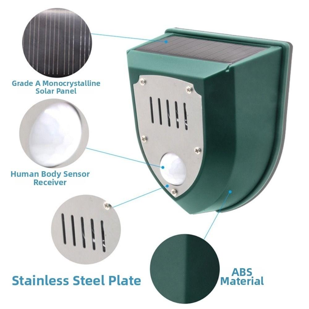 Weatherproof Solar Motion Sensor Alarm Solar Powered Infrared Detection Animal Repeller Waterproof Deer Away Device Garden Yard