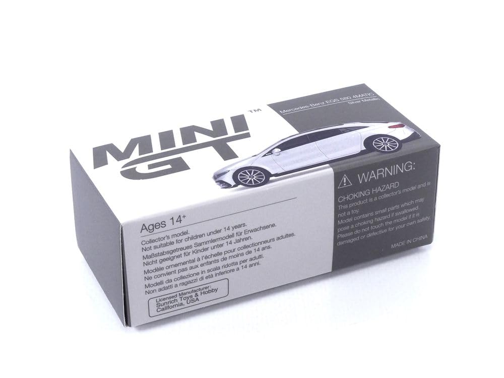TrueScale Miniatures MINI GT 164 Mercedes-Benz EQS 580 4MATIC High Tech Silver Metallic (Left-hand drive) Finished product