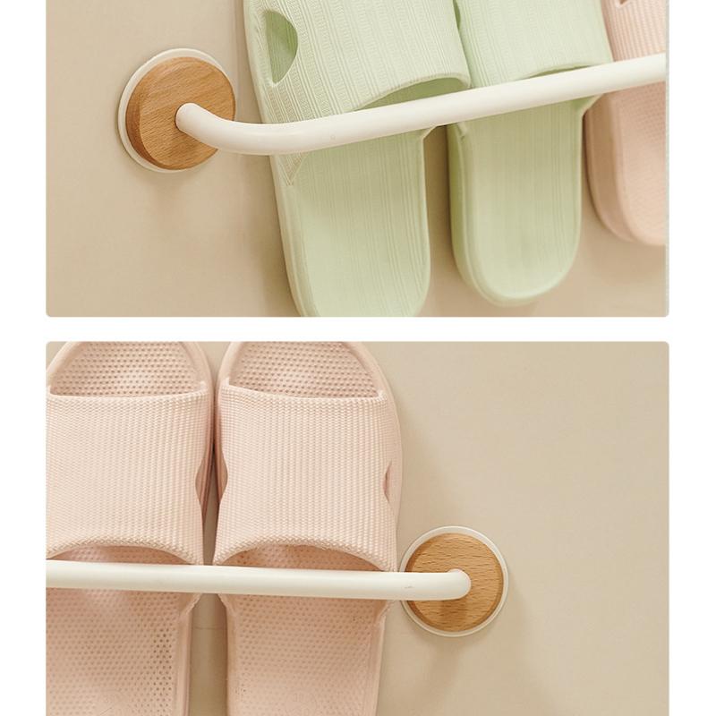 Beukenwit Badkamerslipperrek, Handdoekrek zonder boren, Badkamerplank, Schoenenorganizer, Toiletwandmontagebeugel, Afwatering