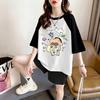 Women's Plus Size Cartoon Short Sleeve Mid-Length T-Shirt - Trendy, Loose, Versatile Summer Top