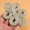 1pcs Vintage Chinese Knot Buttons Gold Lace Trim Clasps for Cheongsam Decor, Dance Dress, DIY Sewing Accessory