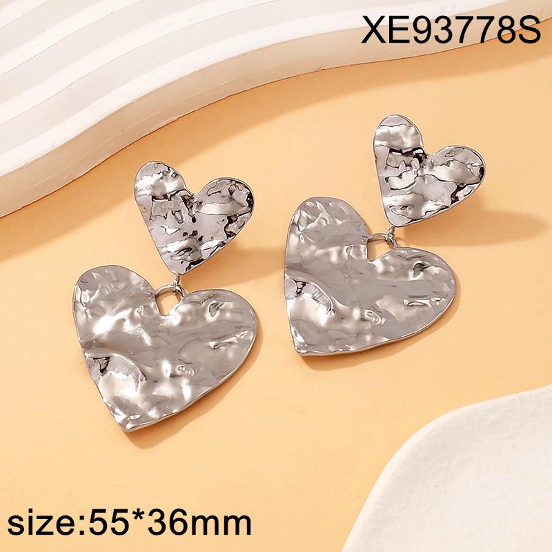 Retro Geometric Heart Hollow Titanium Steel Earrings - Stylish Women s Stainless Steel Jewelry
