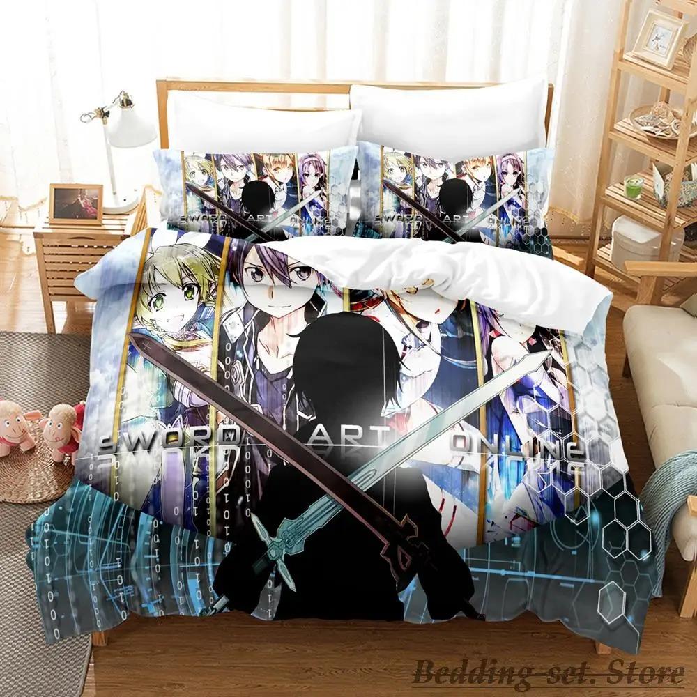 Neu Schwert Art Online II Bettwäsche Set Cartoon Anime drei-stück set Erwachsenen Kind Schlafzimmer Bettbezug Sets 3D Kawaii roupas de cama