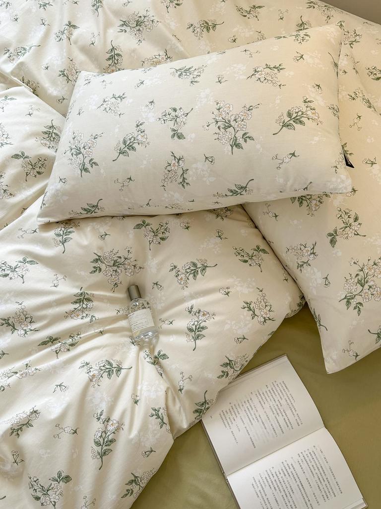 BUKAROOM Cotton Duvet Cover Set Includes Duvet Fitted and Stylish Floral Double Zipper and Fabric Wrapping Duvet Cover 100% (Single, 3-Piece Set) -