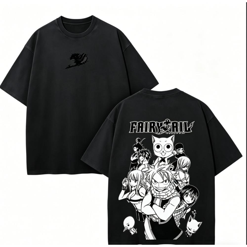 T-shirt Lavé pour Amoureux d'Anime Fairy Tail Vêtement pour toute l'année personnalité de haute qualité Vêtements Grande Taille Unisexe Nouveau Modèle T-shirt pour Couples