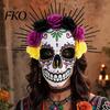 Tag der Toten Maske Mardi Gras Maske, Venezianische Party Zuckerschädel Maskenballmasken für Halloween Cosplay Mexikanische Rose
