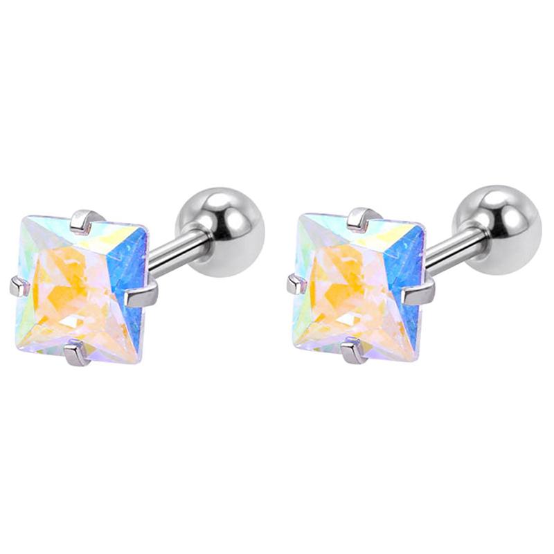 1 Pair 4Mm Multicolor  Stud Earrings For Women Ear Bone Nail Cartilage Ea