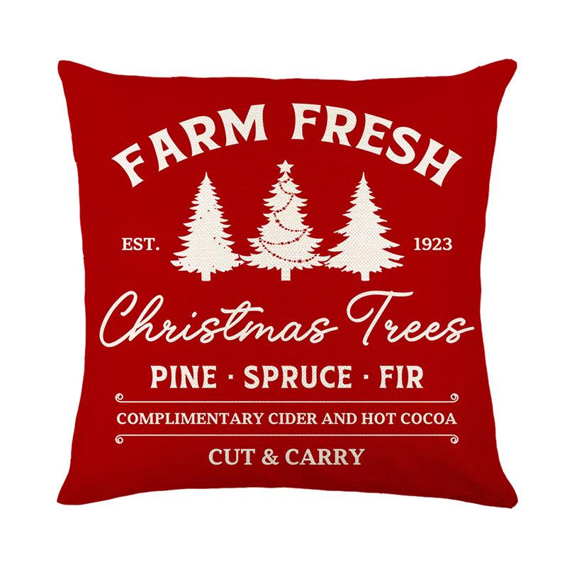 Christmas Pillowcase Decorative Linen Printed Porch Courtyard Sofa Home Decoration Pillowcase