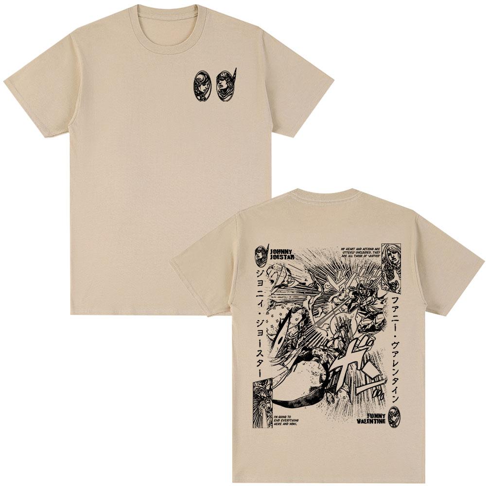 Anime JoJo Bizarre Adventure Johnny Joestar Funny Valentine Camisetas Ropa para Hombre Mujer Moda Casual Camisetas de Manga Corta
