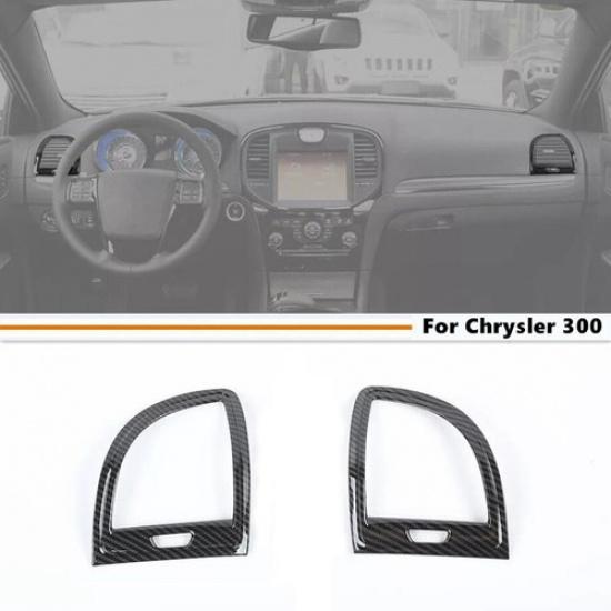 For 2011- Chrysler 300 ABS Carbon Fiber Look Side Air Vent Outlet Decor Trim