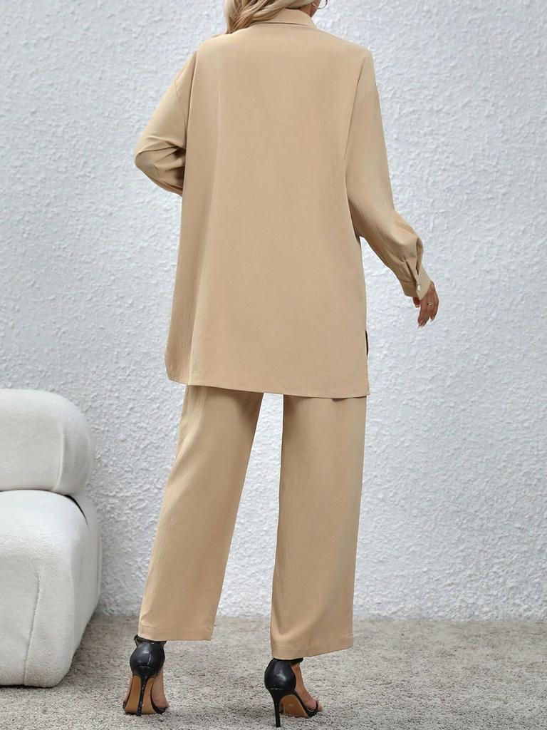 New Autumn Winter Women's Clothing Set - Chic Casual Shirt Long Sleeve Pants Loose Fit Fashion
