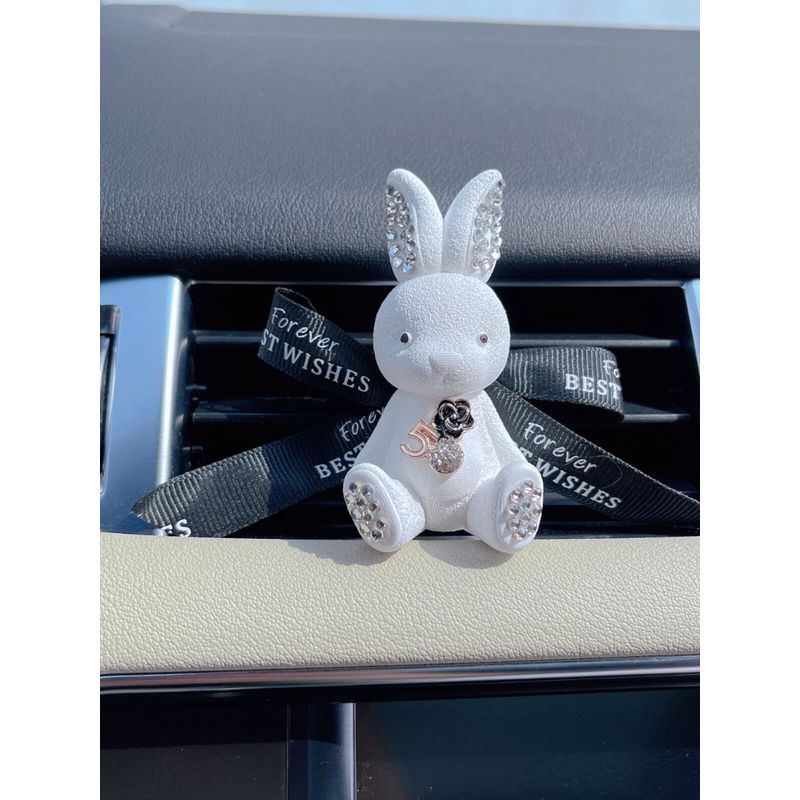 Camellia Flower Bear and Rabbit Car Air Freshener Cartoon Solid Fragrance Car Perfume Diffuser Stone Air Vent Clip Ornament
