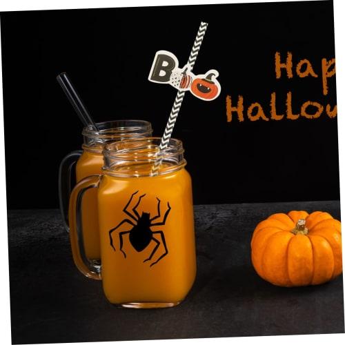 NUOLUX 72-Pack Halloween Decorative Straws, Party Paper Straws with Cute Pumpkin and Witch Hat Designs, Creative Drinking Straws
