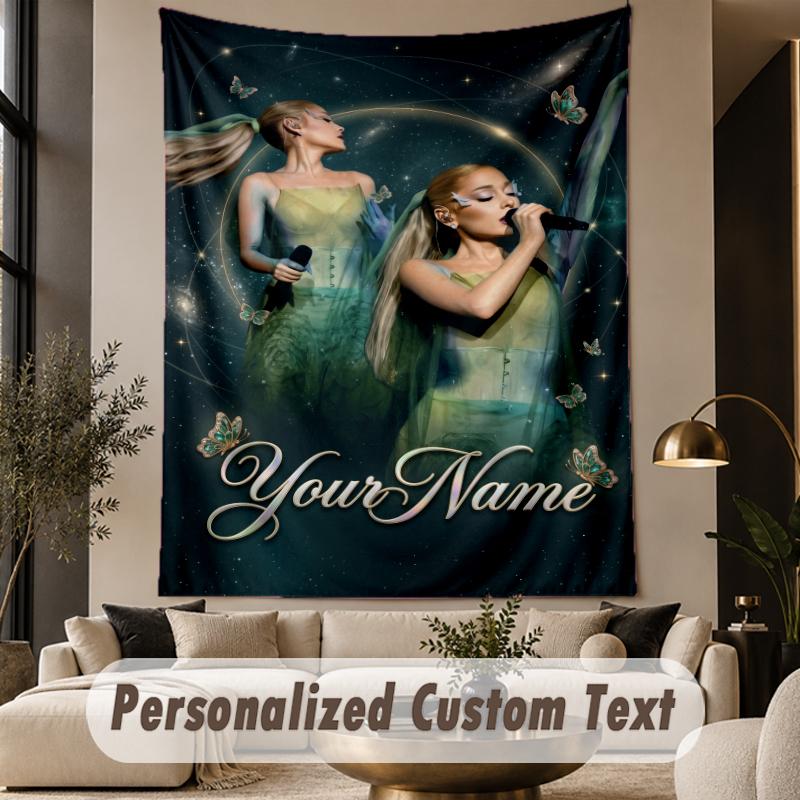 Custom Text Printed Tapestry Ariana Grande Pattern Large Wall Hanging Indoor Room Decor
