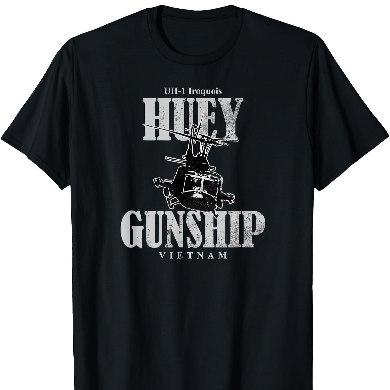 UH1 Huey Gunship Vietnam TShirt 100 Cotton ONeck Short Sleeve Summer Casual Unisexs Tshirt Streetwear S