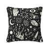 Throw Pillow Cover Witchcraft 18x18 Inch Magical Style Hand Eyes Moon Skull Cat Bat Snake Key Square Pillow Case Cushion Cover