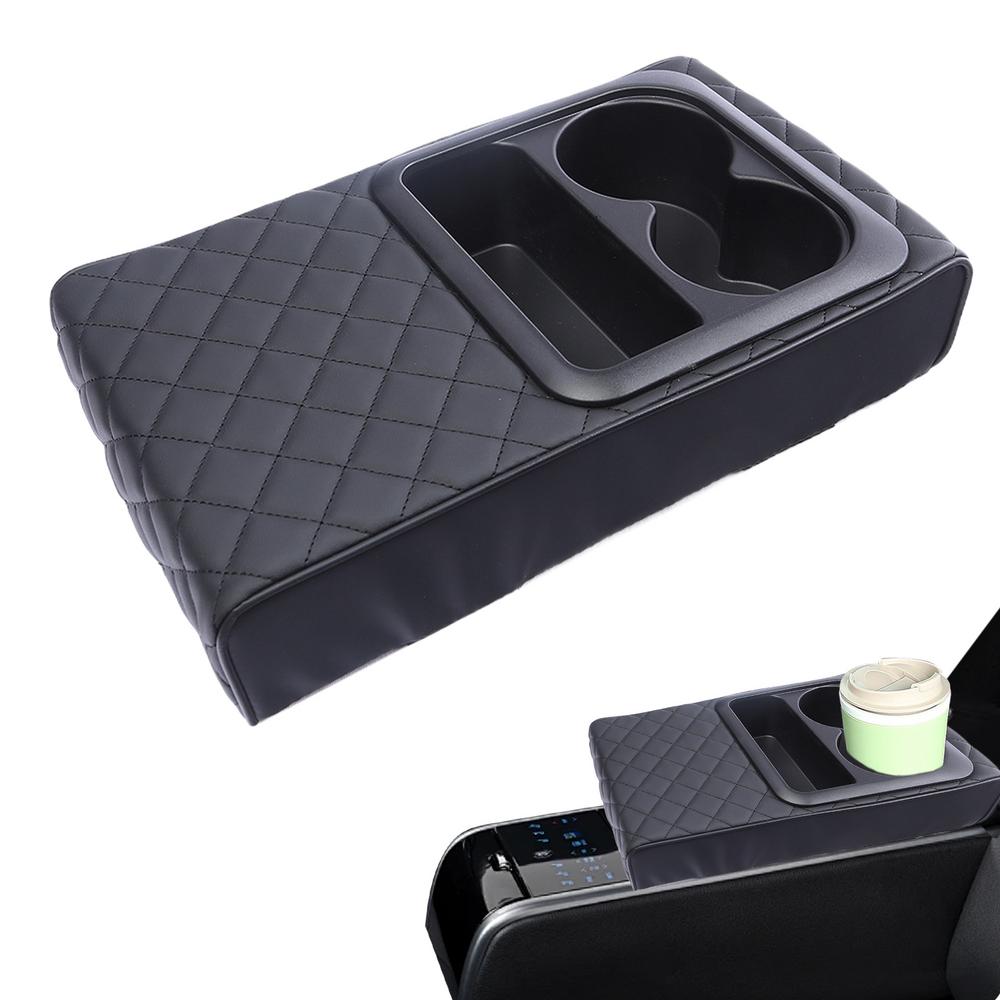Car Armrest Cushion With Cup Holder Rest Pillow Cover Cover Waterproof Leather Cover For Most Car For Protecting Car Armrest Box