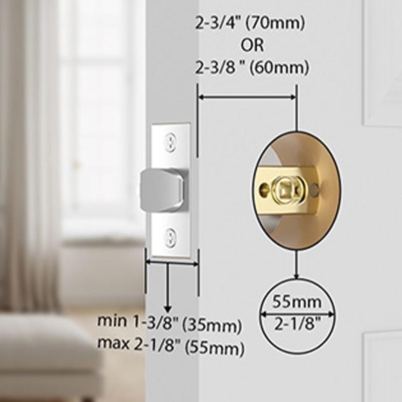 Adjustable Door Latches Privacy Three Bar Type Lock Tongue Cores 45° Rotating Angles Interior Door Lock Easy Installation