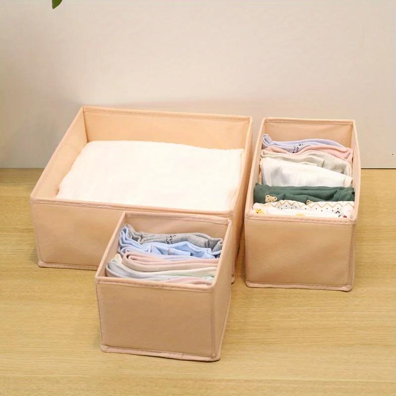 Folding Washable Small-sized Non-woven Fabric Storage Box,Suitable for Home Wardrobe,Clothing,Jewelry,Underwear ,Socks Storage.