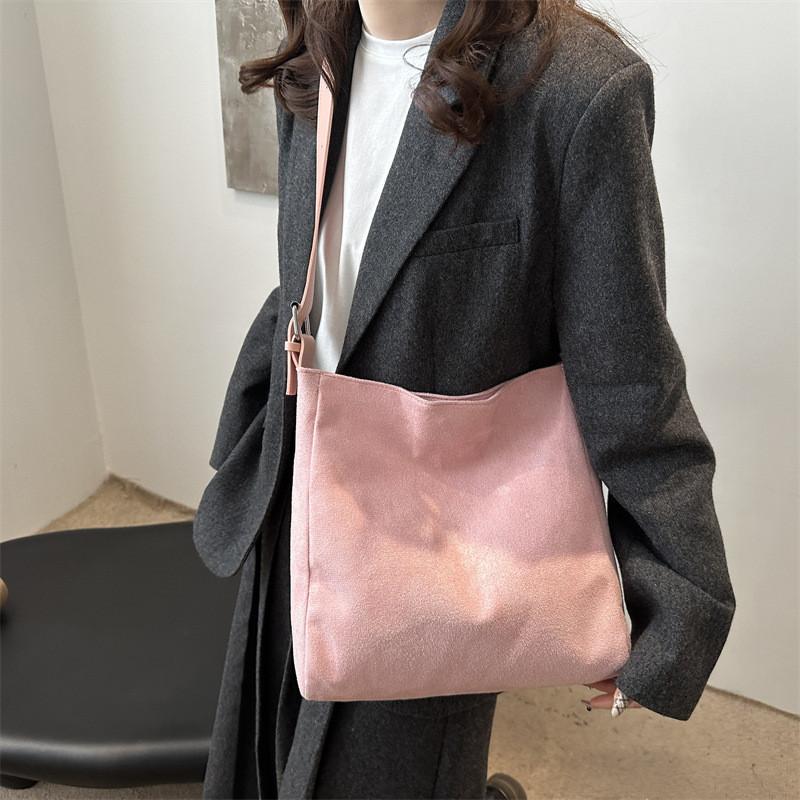 Solid Color Shoulder Bag Retro Winter Lazy Style Large Capacity Bag Crossbody