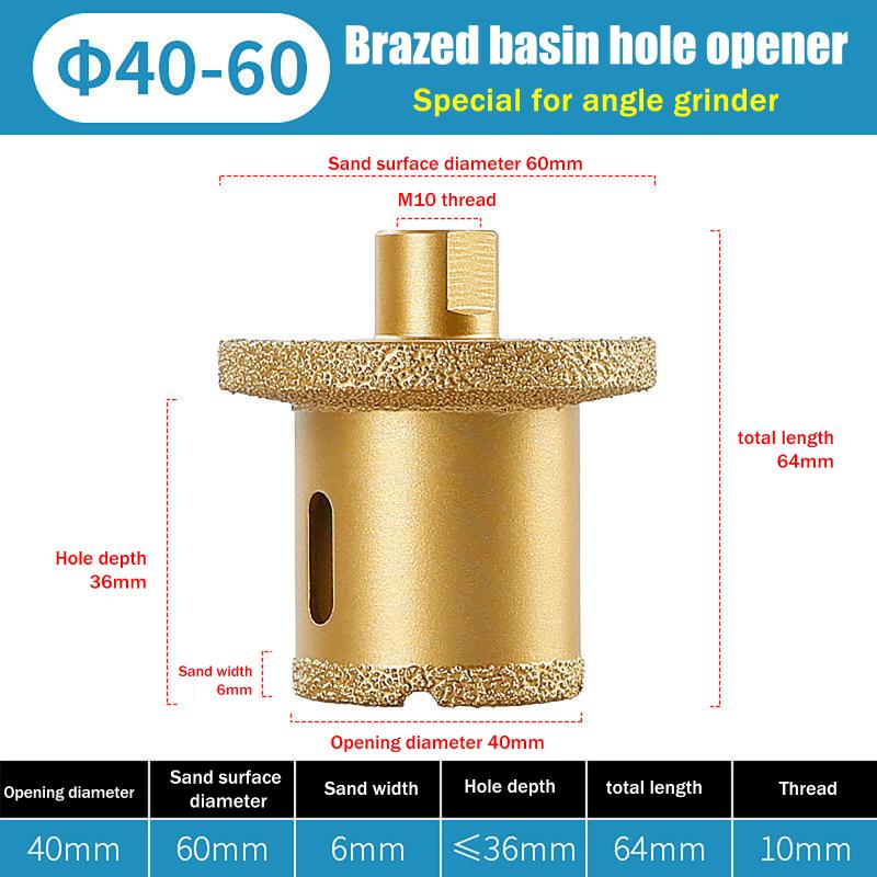 

M10 Brazed Diamond Washbasin Core Drill Bit Hole Opener Table Basin Tool For Granite Marble Tile Drilling Cutter A1