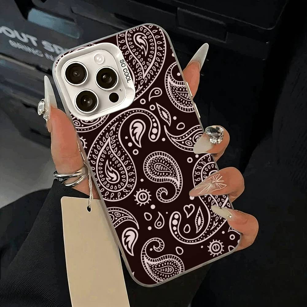 Bandana Pattern Phone Case For IPhone 17 Air 16 15 14 13 12 11 Pro Max White Sliver Hard Cover