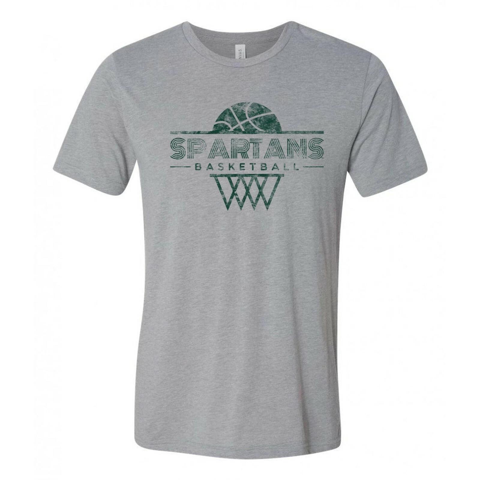 Michigan State Spartans Oblique Basketball Canvas Triblend Shirt - Athletic Grey S