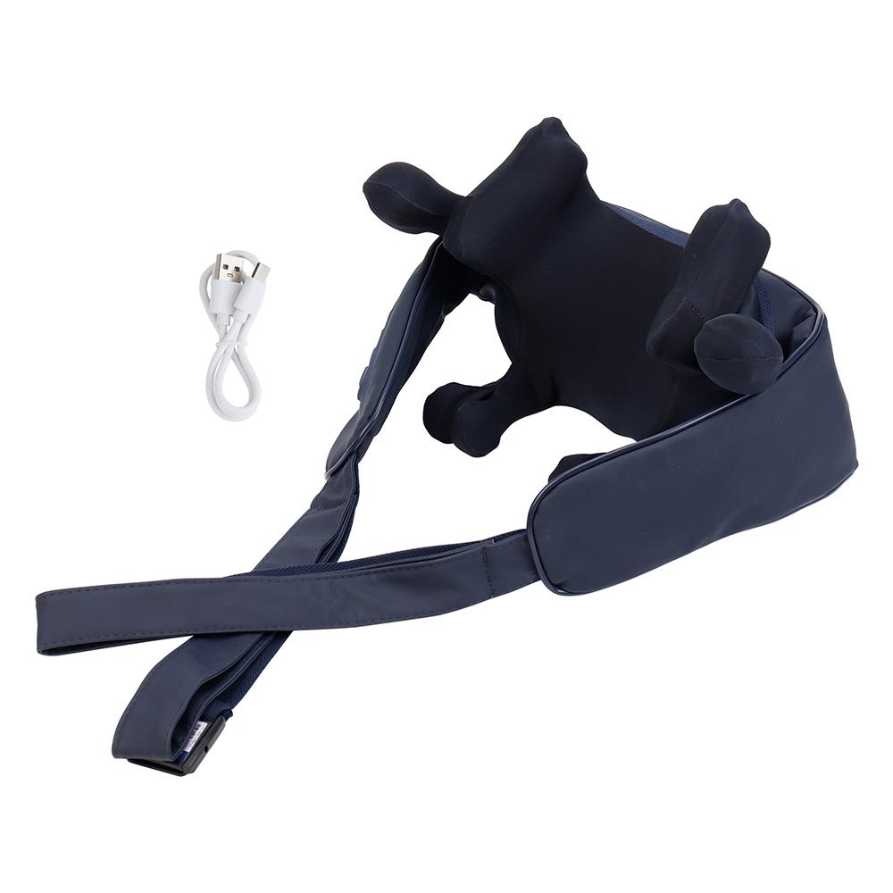 Улучшенный 10-головочный массажер для трапециевидной мышцы, беспроводной массажер для шеи и спины, горячий компресс, электрический массажер для шейного отдела, снимает усталость, расслабляет мышцы синий