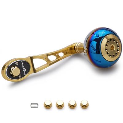 HEIGHTEN 80/90mm Reel Handle with 45mm Handle Knob, Compatible with Shimano, Daiwa, and Abu Baitcasting Reels, Aurora Ach Series (Gold) (799)