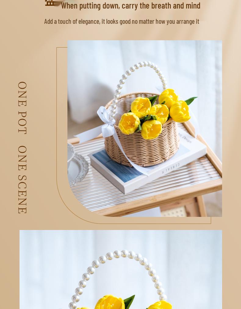 Mother's Day Pearl Handheld Woven Flower & Dessert Display Basket