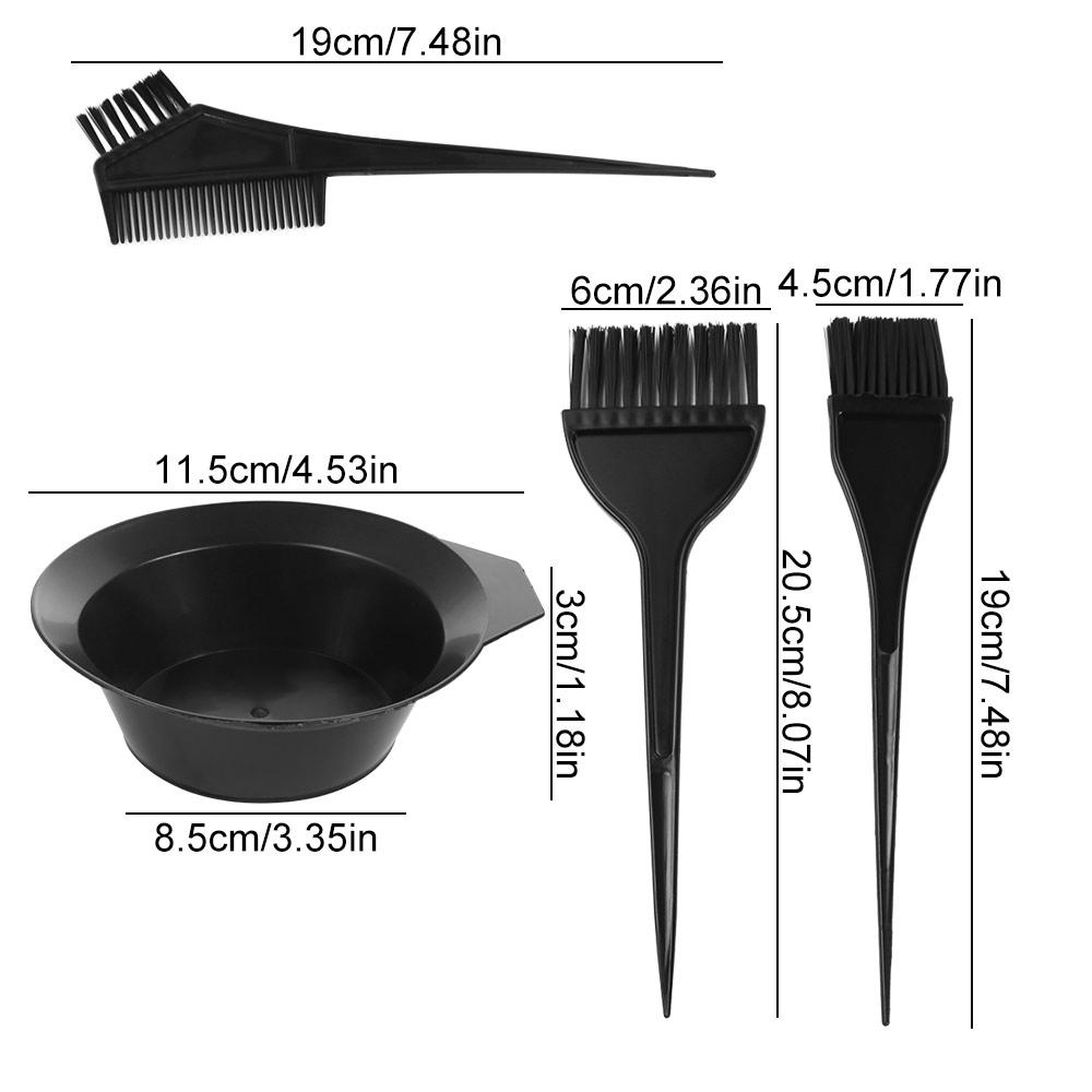 4Pcs/Set Professional Hair Color Dye Bowl Stirring Brush Hairdressing Hair Dye Tools  Bleaching